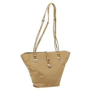 Authentic Gianni Versace Shoulder Bag Canvas Beige Gold